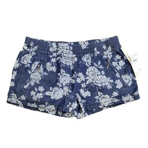 NWT Nordstrom Love Fire Blue Rose Print Shorty Shorts Sz M